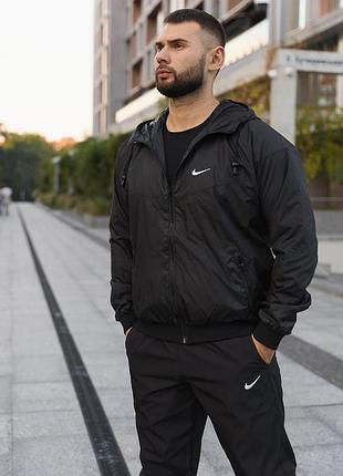 Ветровка мужская nike демисезон молодежная с вшитым капюшоном удобная водонепроницаемая спортивная
