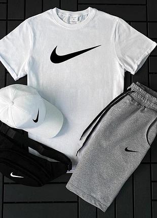Мужской летний костюм nike 4в1 футболка+шорты+кепка+барсетка nike спортивный комплект на парня 4в1 найк набор