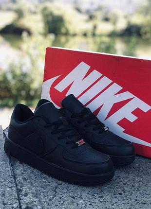 Nike air force leather black кроссовки женские найк аир форс найк кросовки кожаные осенние черные 39, 37