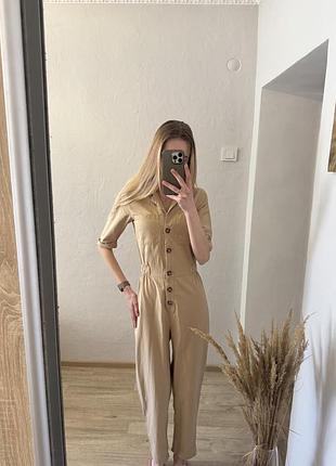 Бавовняний коричневий костюм/ комбінезон бавовна h&m