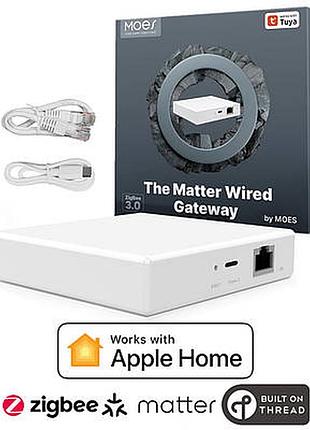 Шлюз хаб для умного дома moes zigbee 3.0 matter thread wired gateway