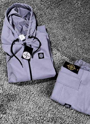 Мужской спортивный костюм stone island графитово-серый с капюшоном