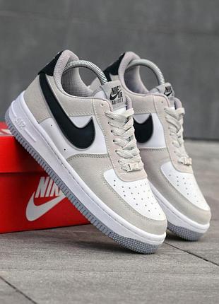 Осенние мужские кроссовки nike force белые кожаные весенние, кроссовки найк аир форс осень демисезонные бежевые 44