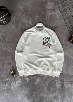 Свитшот мужской nike белая | легкий мужской свитшот без флиса, кофта nike 100% коттон premium quality s–xxl