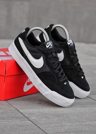 Осінні чоловічі кросівки nike sb force чорні з білою підошвою замшеві весняні, кеди найк осінь демісезонні