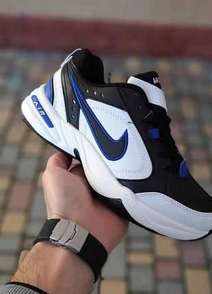 Чоловічі літні кросівки nike air monarch білі з чорним та синім модні кросівки найк аір монарх чудової якості 44(27см)