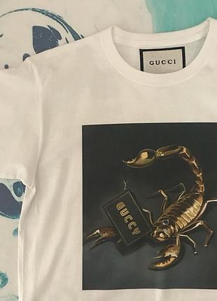 Футболка белая gucci scorpion. люкс l