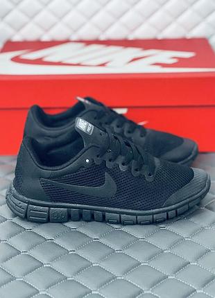 Кросівки сліпони чоловічі літні сітка nike free run 3.0 чорні найк фрі ран 37, 37