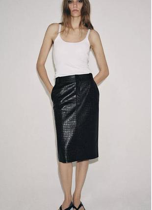 Спідниця міді zara під шкіру крокодила