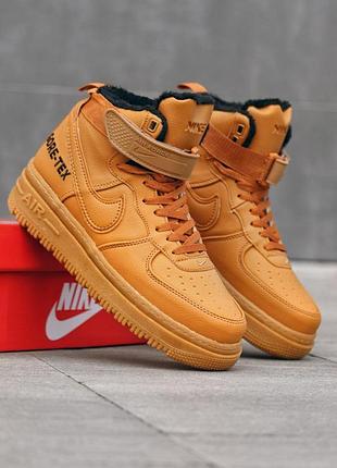 Зимние мужские кроссовки nike lunar коричневые кожаные, мужские кроссовки найк лунар зима с мехом кожа 44