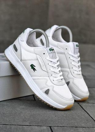 Осенние мужские кроссовки кросівки lacoste lacoste t-clip белые весенние кожаные, мужские кеды лакоста осень 43