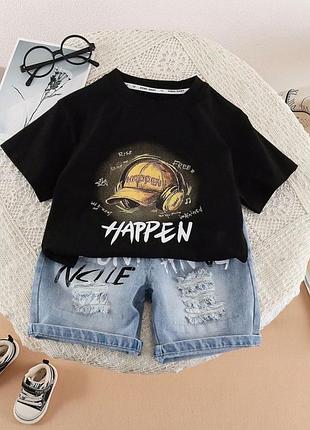 Костюм на лето для мальчика happen цвет черный