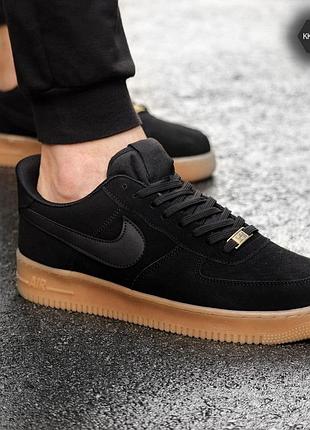 Кросівки найк аїр форс 1 чорні підошвою чоловічі, кросівки nike air force 1 black якісні весняні