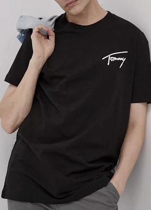 Футболка loys tommy hilfiger томми хилфигер черная 100% хлопок отличное качество xs
