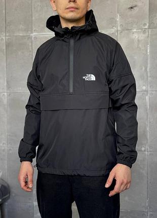 Анорак the north face черный черная плащевая куртка tnf l
