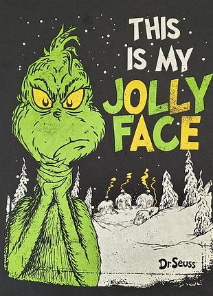 Tu cotton -the grinch - this is my jolly face - мужская футболка -гринч, это мое веселое личико -2xl