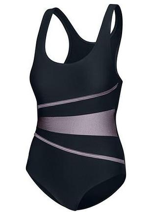 Купальник слитный для женщин aqua speed stella lady 8668 черный, серый жин