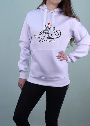 Толстовка белая женская "simon cat"