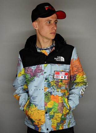 Куртка supreme tnf map blue ветровка суприм синяя l