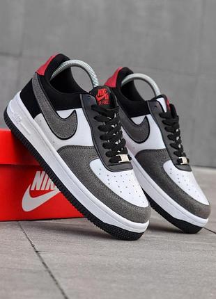 Осенние мужские кроссовки nike force черно-белые весенние, мужские кроссовки найк аир форс кожаные осень демисезонные 41
