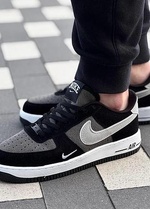 Кроссовки мужские черные+серые+белые nike air force gray размер 42