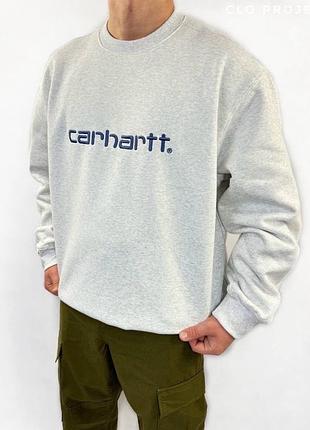 Новий світшот carhartt ash heather sweatshirt з великим логотипом