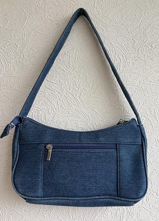 Сумка-багет сумочка багет кросс боді джинсова синя shoulder bag