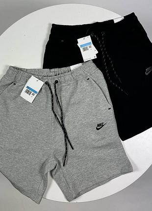 Мужские спортивные шорты nike tech fleece - трикотажные шорты найк (серые, черные)