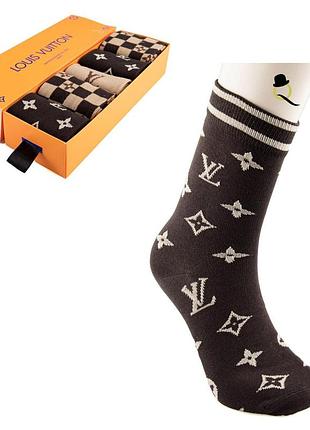 Подарочный набор носков louis vuitton луи витон высокие в коробке 6 пар мужские 41-45 коричневые