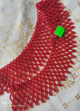 Колье красное из бисера 2