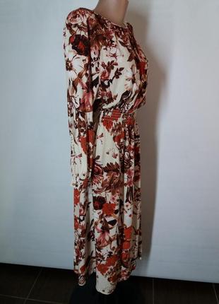 H&m длинное платье в цветочный принт с резинкой на талии3 фото