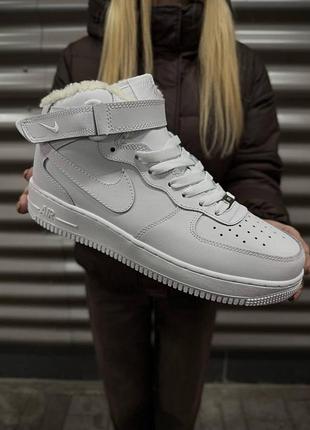 Мужские зимние кожаные кроссовки nike air force, зимние стильные молодежные кроссовки, зимние кеды найк 45