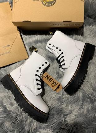 Dr. martens jadon женские зимние ботинки на платформе белые мех5 фото