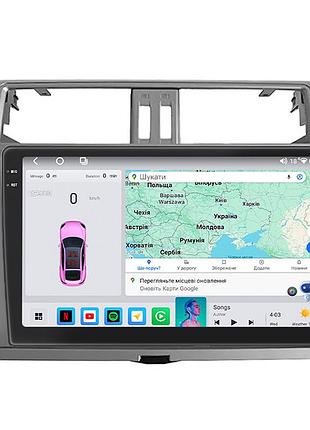 Штатна магнітола lesko для toyota land cruiser prado 150 series рестайлінг 1 2013-2017 екран 10" 4/64 qled carplay 4g wi-fi gps