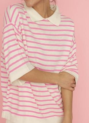 Стильне вʼязане поло у смужку