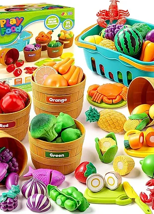 Набір іграшок joyin color triing play food із 71 предмета для розвитку кухонних навичок та розвитку дрібної моторики