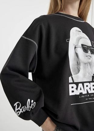 Жіночий оверсайз світшот defacto barbie чорний з принтом