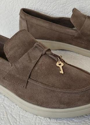 Женские лоферы loro piana, замшевые туфли лоро пиана мокасины беж замша 41