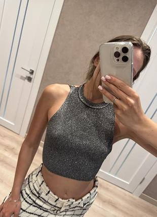 Блискучий топ zara