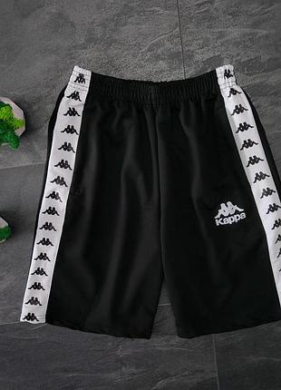 Шорты kappa lampass, мужские шорты каппа, черные шорты капа, шорти мужские kappa лампасы