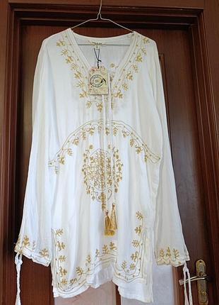 Пляжная накидка туника парео свободный крой s/m