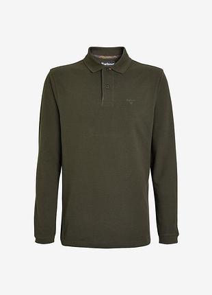 Barbour green essential long sleeve sports polo shirt