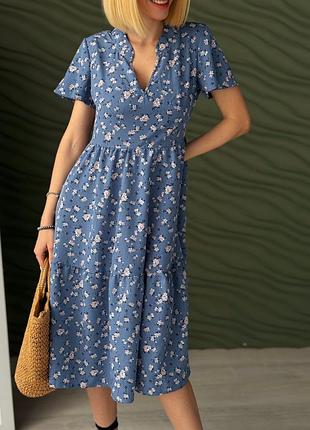 Короткое летнее платье "viola" | норма и батал джинс, 42-44