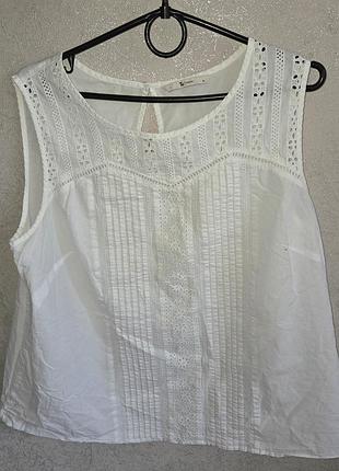 Женская белая блуза майка с кружевом tu р.18(50-52) 100%cotton