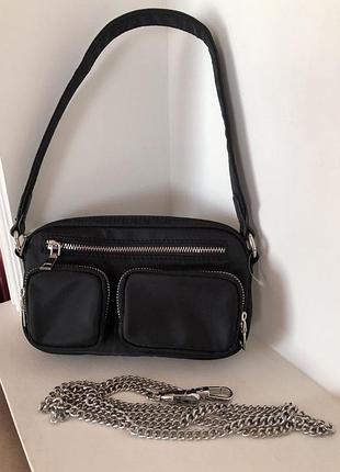 Сумка zara чорна з ланцюжком