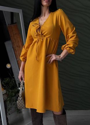 Молодіжна сукня вільного крою "boho" | норма і батал гірчичний, 46-48
