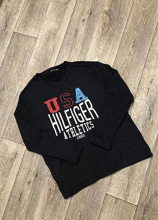 Свитшот tommy hilfiger черный оригинальный сделан под винтаж толстовка кофта