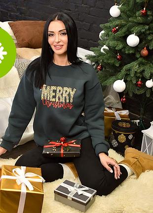 Женский свитшот на флисе "xmas" | норма и батал
