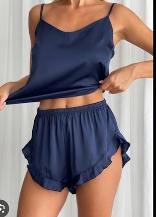Пижамные атласные домашние шорты темные primark удобные секси эффектные тондовые короткие