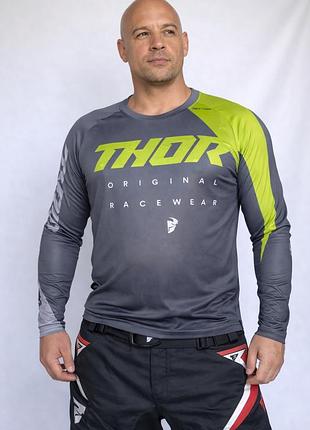 Мужской рашгард thor downhill ⬩ mtb ⬩ велоспорт ⬩ летний дышащий рашгард с длинным рукавом ⬩ быстросохнущий ⬩ металлик 2xl